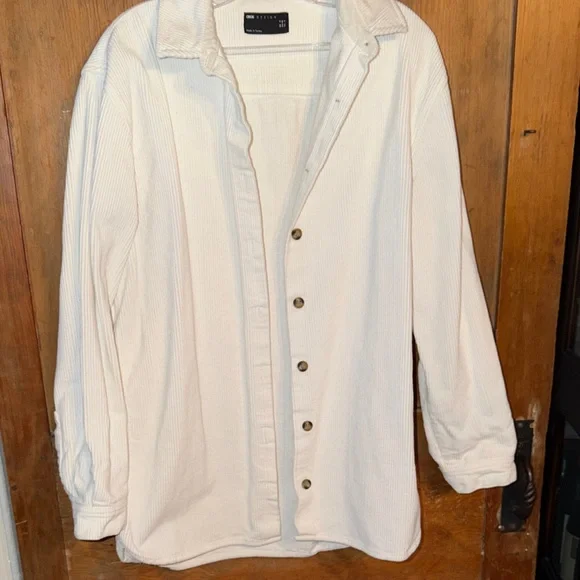 ASOS Design White Button-Up Corduroy Shirt - Picture 1 of 1